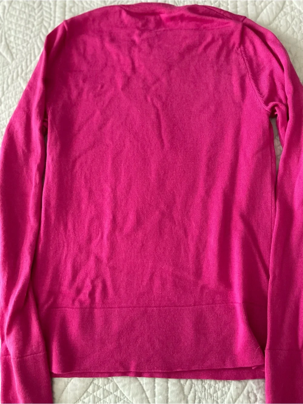 Tory Burch Vibrant Pink Jeweled Embellished 100% WOOL Crewneck Sweater FLAW XS